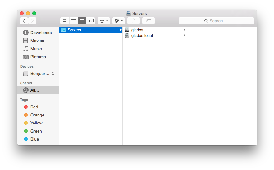 Finder screenshot of shared drives